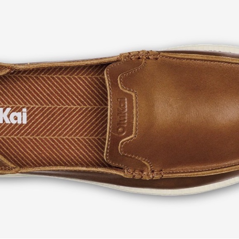 OluKai Men's Brown Leather Slip-Ons